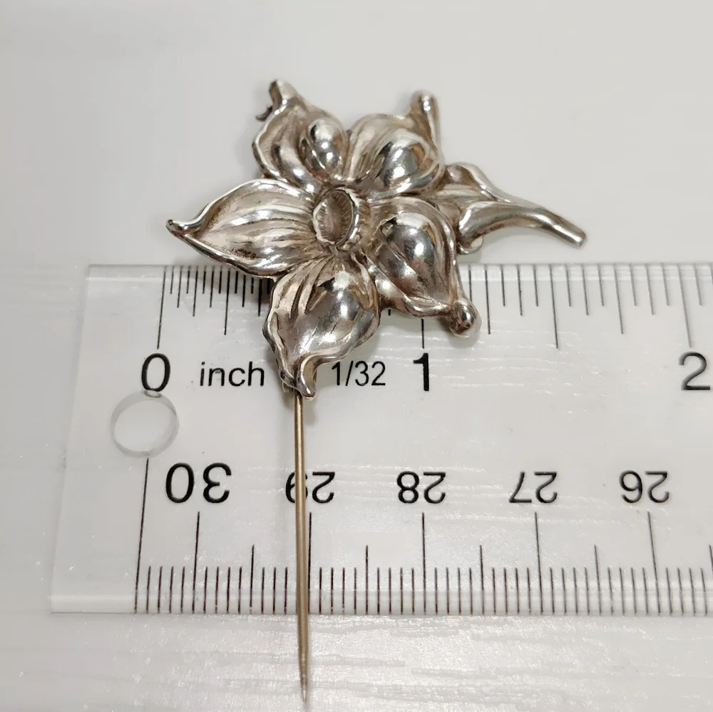 Vintage Sterling Silver LANG Flower Brooch Pin